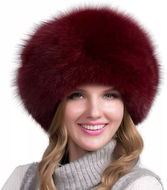 Natural Fox Fur Hat with Earmuffs