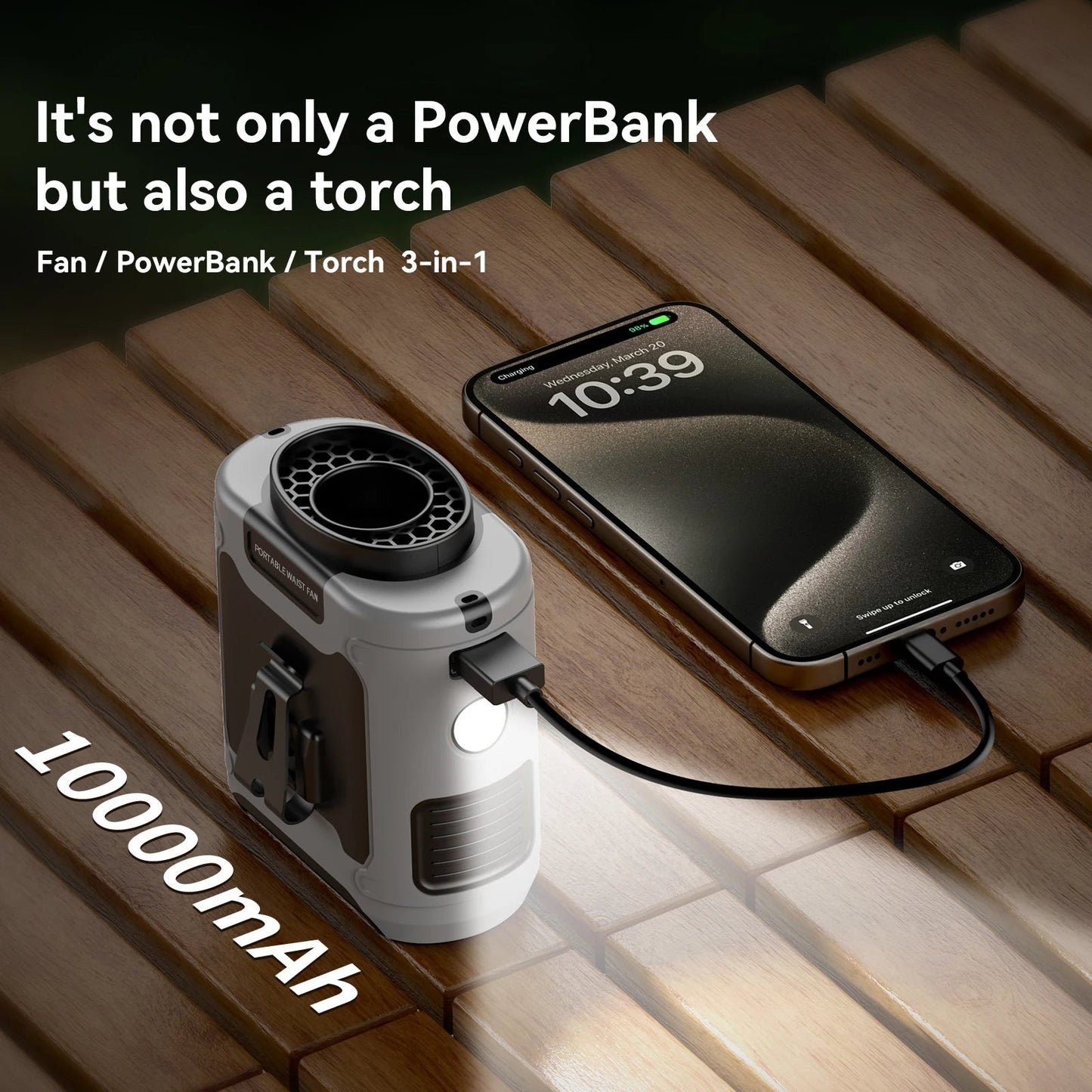 Portable Waist Fan — 10000mAh